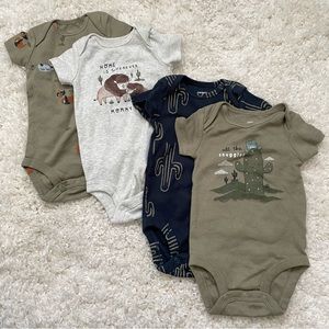 CARTERS Western Buffalo and Cactus 4pk Bodysuits